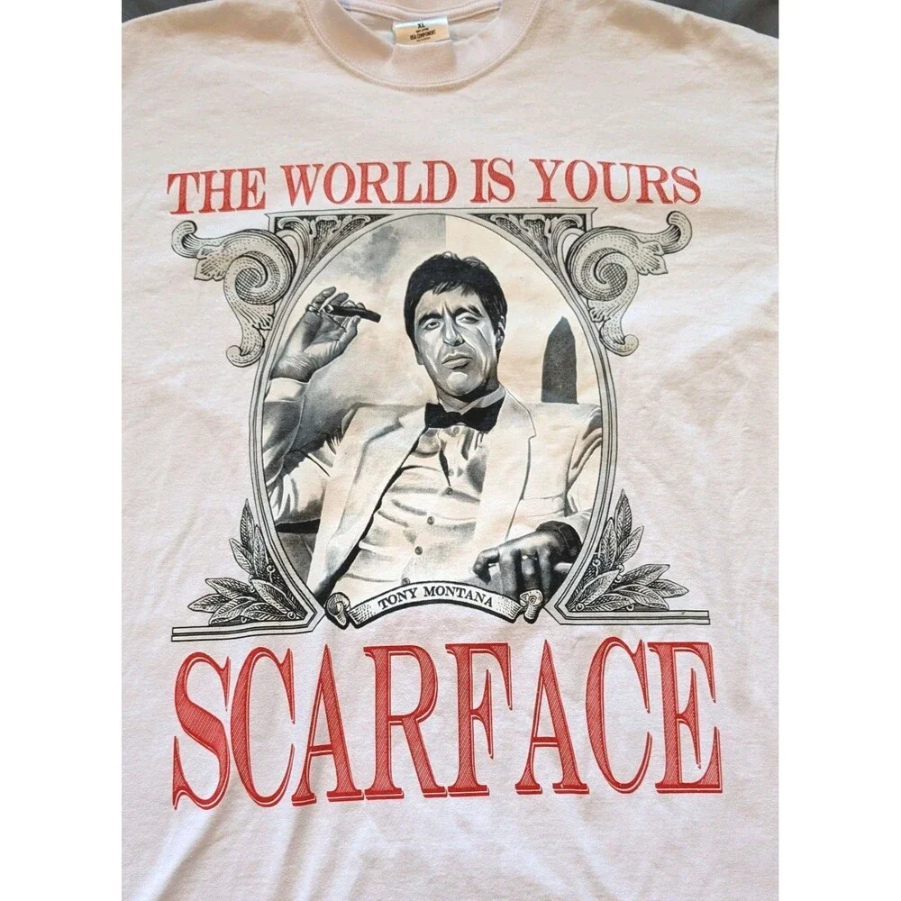 Shaka Wear SCARFACE T-Shirt XL The World Is Yours Graphic White Tee Al Pacino - Picture 2 of 9